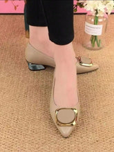 2024 Spring New Arrival Women's Chunky Heel Shoes, Pointed Toe Square Buckle Large Size Fashionable